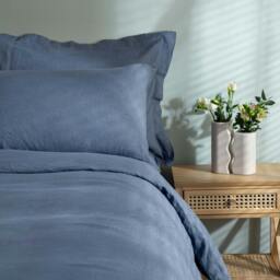 Rackhams Denim Blue French Linen Pillowcases - Standard - Pair - Oxford - thumbnail 5