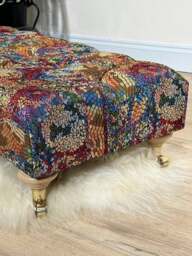 Rackhams Premium Stained Glass Footstool Ottoman – Stylish Seating Bench & Coffee Table (Non-Storage) - 19 x 17 Inches (48 x 43cm) - thumbnail 1