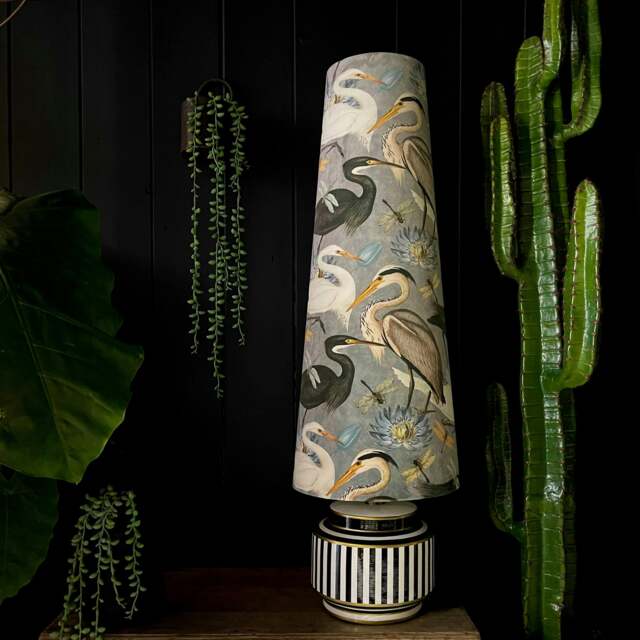 Rackhams Bird Song Oversized Cone Lampshades in Soft Grey - Queen - image 1