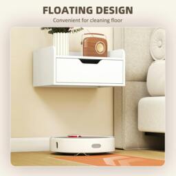 Rackhams Floating Nightstands Set of 2, Nightstand with Drawer - Natural Wood - 40W x 30D x 19.5H cm - Set of 2 - thumbnail 6