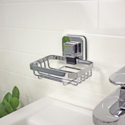 Rackhams Pushloc Stainless Steel Suction Wall Mounted Soap Basket