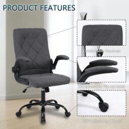 Rackhams Home Office Chair Ergonomic Chair with Flip-Up Armrest - thumbnail 3