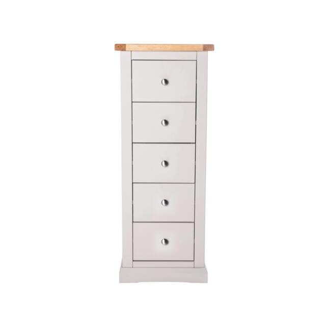 Rackhams Loreo 5 Drawer Narrow Chest of Drawers Chrome Knob - Light Grey - image 1