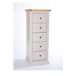 Rackhams Loreo 5 Drawer Narrow Chest of Drawers Chrome Knob - Light Grey - thumbnail 2