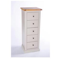Rackhams Loreo 5 Drawer Narrow Chest of Drawers Chrome Knob - Light Grey - thumbnail 3