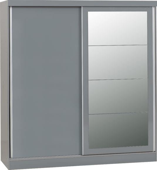 Rackhams Nevada 2 Door Sliding Wardrobe - Grey Gloss - image 1