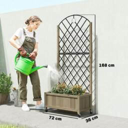 Rackhams Garden Bed w/Metal Trellis, Wooden Elevated Planter Box - 72W x 36D x 168H cm - Brown - thumbnail 4