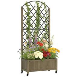 Rackhams Garden Bed w/Metal Trellis, Wooden Elevated Planter Box - 72W x 36D x 168H cm - Brown - thumbnail 3