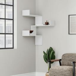 Rackhams Luksa Modern Wall Shelf Bookcase Wall Mounted Corner Zigzag Design 60cm - Oak - thumbnail 5
