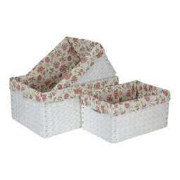 Rackhams White Paper Rope Rectangular Storage Basket with Garden Rose Cotton Lining - Large - thumbnail 6