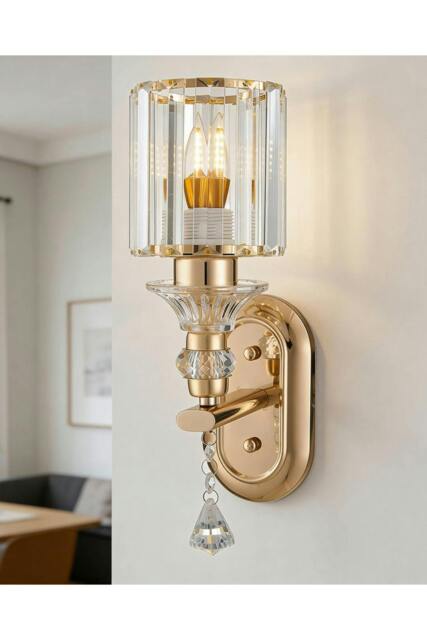 Rackhams E27 Crystal Wall Light Fixture Decor - Gold - image 1