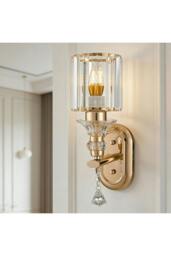 Rackhams E27 Crystal Wall Light Fixture Decor - Gold - thumbnail 2