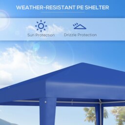 Rackhams Garden Gazebo Marquee Party Tent Wedding Canopy Patio Blue 2.7 x 2.7m - thumbnail 3