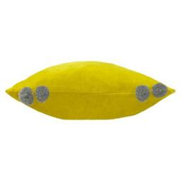 Rackhams Hoola Pom Pom Cushion Cover - Yellow/Grey - One Size - Yellow/Grey - 100% Cotton - thumbnail 3