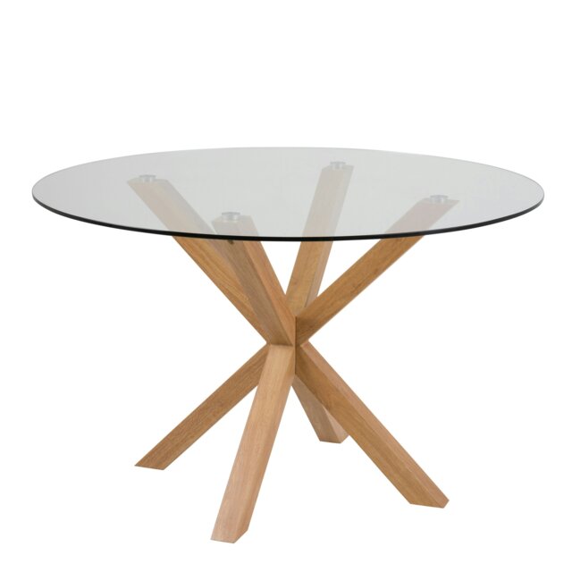Rackhams Heaven Round Dining Table with Glass Top 119x75.5cm - Brown - No - Brown - image 1