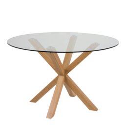Rackhams Heaven Round Dining Table with Glass Top 119x75.5cm - Brown - No - Brown