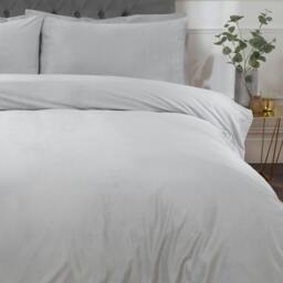 Rackhams Luxury Soft & Elegant Matte Velvet Duvet Cover Set with Pillowcases - Silver - Super King (220cm x 260cm) - thumbnail 3