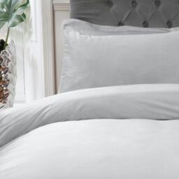 Rackhams Luxury Soft & Elegant Matte Velvet Duvet Cover Set with Pillowcases - Silver - Super King (220cm x 260cm) - thumbnail 2