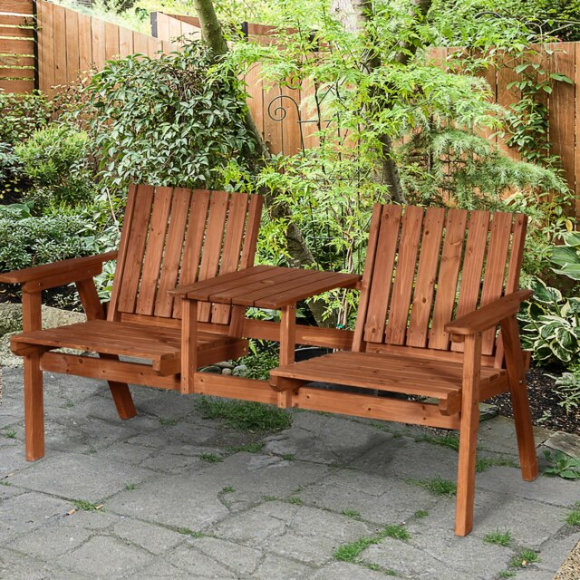 Rackhams 2-Seater Garden Bench Patio Antique Loveseat with Armrest, Steel Orange - image 1