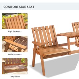 Rackhams 2-Seater Garden Bench Patio Antique Loveseat with Armrest, Steel Orange - thumbnail 4