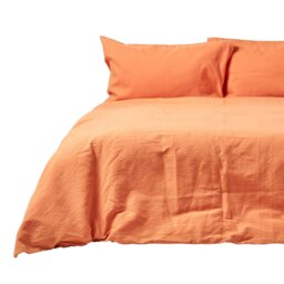 Rackhams French Flax Linen Duvet Cover Set - Burnt Orange - Super King - thumbnail 1