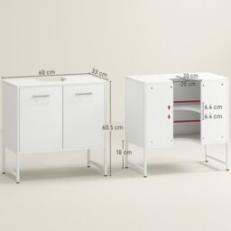 Rackhams Bathroom Under Sink Cabinet for Basin without or with Pedestal White - White - thumbnail 6