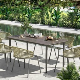Rackhams Garden Table with Rust Resistant Metal Frame, Dark Grey