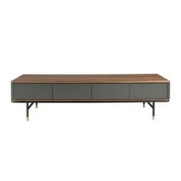 Rackhams TV Stand in Matt Dark Grey Wood, Black Steel and Walnut Top 3265 - thumbnail 2
