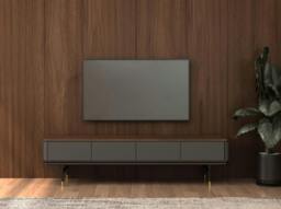 Rackhams TV Stand in Matt Dark Grey Wood, Black Steel and Walnut Top 3265 - thumbnail 6