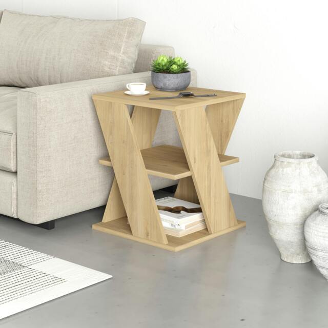 Rackhams Cyclo Modern Coffee Table Multipurpose 3-Tiered Side Table H 55cm - Oak - image 1