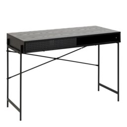 Rackhams Angus Office Desk with Sliding Door in Black - 1 - Black - 50 - thumbnail 1