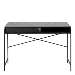 Rackhams Angus Office Desk with Sliding Door in Black - 1 - Black - 50 - thumbnail 2