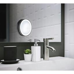 Rackhams Matt Black LED Mirror with Suction Cups, 7x Magnification, USB Rechargeable battery for Bathroom Makeup or Shaving - thumbnail 2