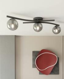 Rackhams OPUS Ceiling lamp 3 x E14 Black with Graphite Shade - thumbnail 4