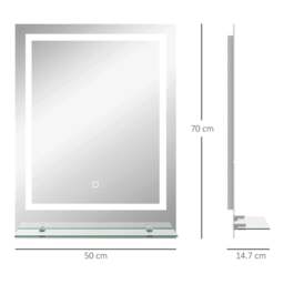 Rackhams Large Vanity Mirror with Lights and Shelf, Illuminated bathroom Mirror with 3 Colour Brightness, Smart Touch, Anti-Fog - thumbnail 3