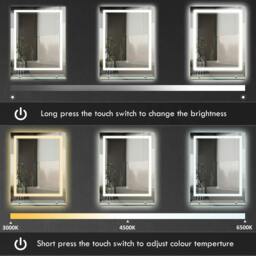 Rackhams Large Vanity Mirror with Lights and Shelf, Illuminated bathroom Mirror with 3 Colour Brightness, Smart Touch, Anti-Fog - thumbnail 5