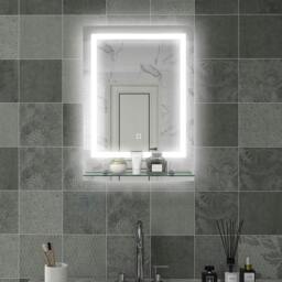 Rackhams Large Vanity Mirror with Lights and Shelf, Illuminated bathroom Mirror with 3 Colour Brightness, Smart Touch, Anti-Fog - thumbnail 2