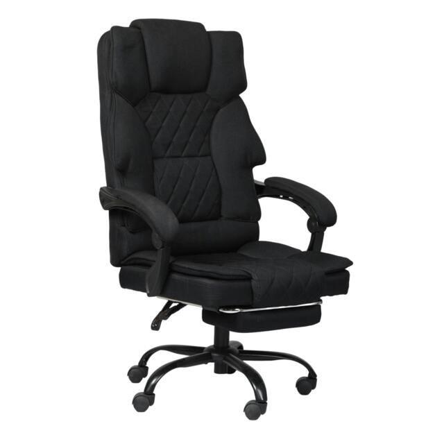 Rackhams Office Chair with Footrest Linen Fabric High Back Swivel 135° Reclining - image 1