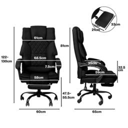 Rackhams Office Chair with Footrest Linen Fabric High Back Swivel 135° Reclining - thumbnail 3