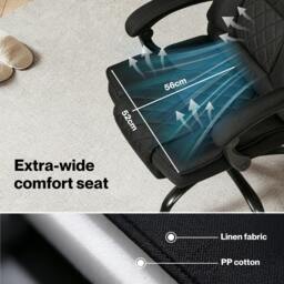 Rackhams Office Chair with Footrest Linen Fabric High Back Swivel 135° Reclining - thumbnail 5