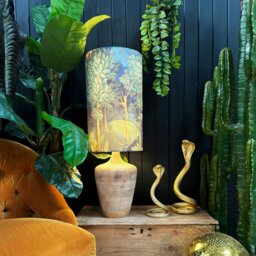 Rackhams Emerald Enchanted Wood Velvet Tube Lampshade - thumbnail 2