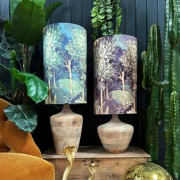 Rackhams Emerald Enchanted Wood Velvet Tube Lampshade - thumbnail 3