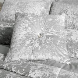 Rackhams Crushed Velvet Diamante Cushion - Silver Grey - thumbnail 1
