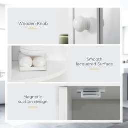 Rackhams Wall Mounted Bathroom Cabinet with Mirror Single Door Storage Organizer 2-tier Inner Shelves White - thumbnail 4