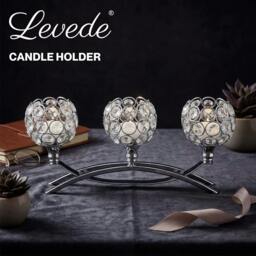 Rackhams Candle Holders 3 Arms Silver Arch Crystal Decoration Tealight Candlestick - thumbnail 2