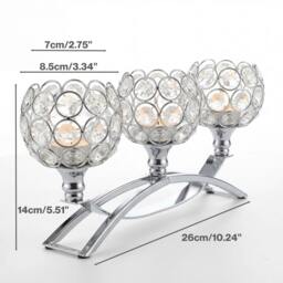 Rackhams Candle Holders 3 Arms Silver Arch Crystal Decoration Tealight Candlestick - thumbnail 3