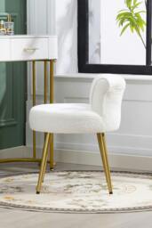 Rackhams Teddy Fleece Dressing Table Stool with Iron Legs - Beige - thumbnail 4