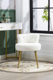 Rackhams Teddy Fleece Dressing Table Stool with Iron Legs - Beige - thumbnail 3