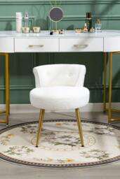Rackhams Teddy Fleece Dressing Table Stool with Iron Legs - Beige - thumbnail 5