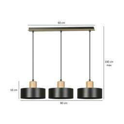 Rackhams TORIN Pendant lamp  3 x E27 Black - thumbnail 4